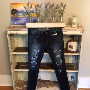 American Eagle destroyed dark wash jeans